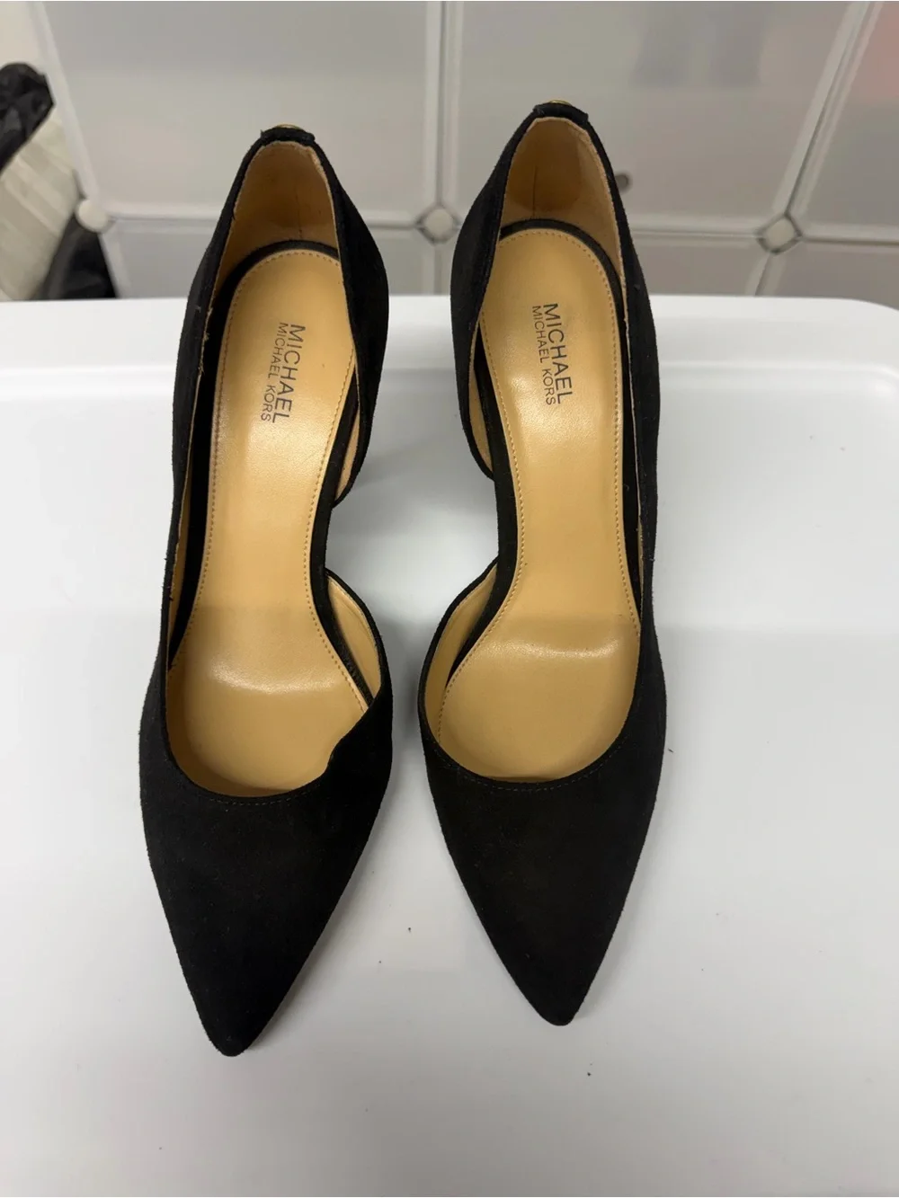 Michael Kors Black Suede Pointed Toe D'Orsay Pumps